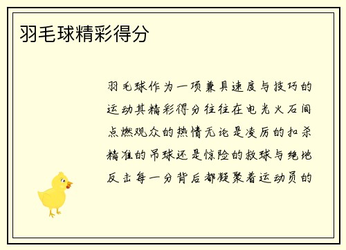 羽毛球精彩得分